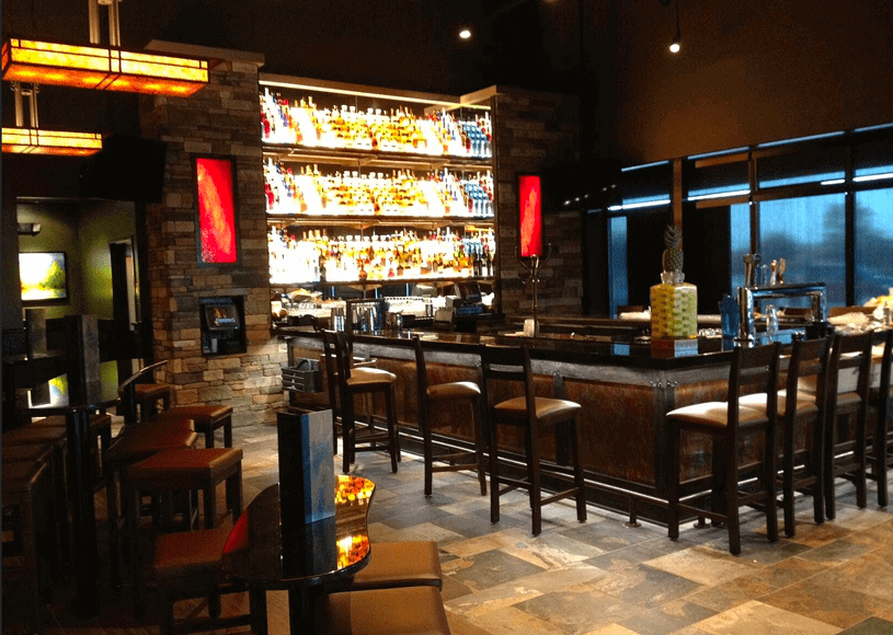 Elegant bar setup with stone accents